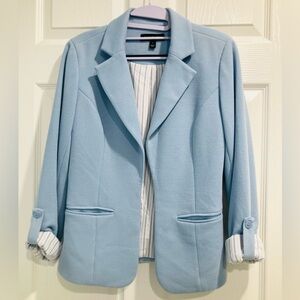41 Hawthorn Size Small Open Front Light Blue Lined Blazer Jacket